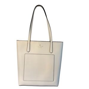 NWT Kate Spade Tote Parchment White Bag Saffiano PVC Daily K8662 Gold Logo NEW
